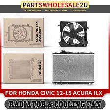 Radiator & Cooling Fan w/ Shroud Kit for Honda Civic 2012-2015 Acura ILX 13-15