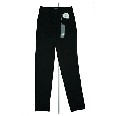 BASLER Main Women's Stretch Jeans Pants High Waist Slim Fit 34 W24 L32 Black NEW