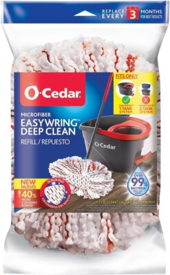 O-Cedar EasyWring Deep Clean Spin Mop Head Replacement, 40% More Scrubbing Power