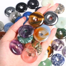 30mm Healing Crystal Peace Donut Beads Lucky Circle Donut Pendant Jewelry Making