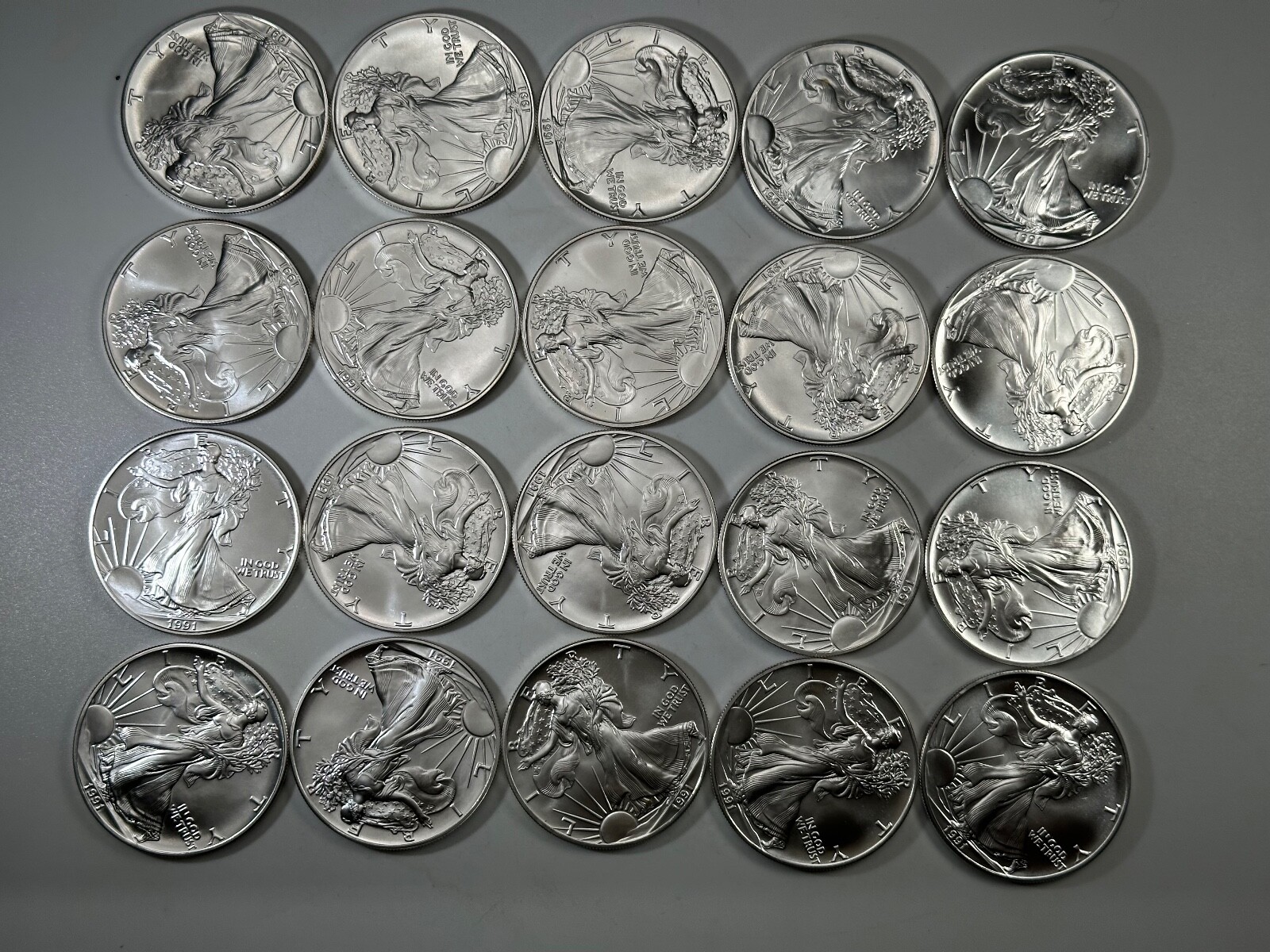 1991 AMERICAN SILVER EAGLE ROLL of 20 UNTOUCHED Best Price RIGHT NOW! FREE S&H! eBay