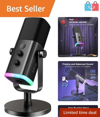 Professional USB/XLR Microphone with Headphones Jack & Noise-Cancellation