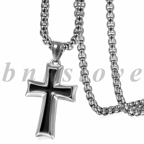 Mens Stainless Steel Two Tone Crucifix 