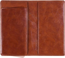 Leather Checkbook Cover: Built-In Divider, Pen Holder, RFID Blocking