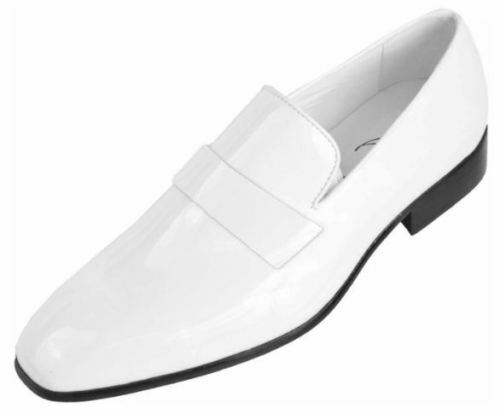 Men Handmade Shoes White Patent Leather Moccasins Slip On Party
