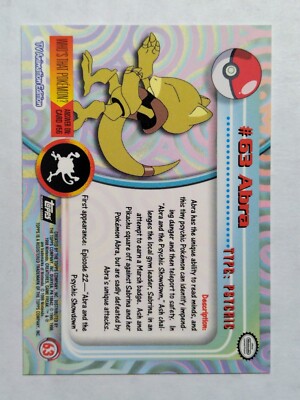 Abra #63 Pokemon Topps TV Animation Edition Black Label | eBay