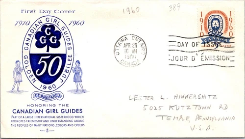 Canada 1960 FDC - Canadian Girl Guides - Ottawa, Ont - J6482