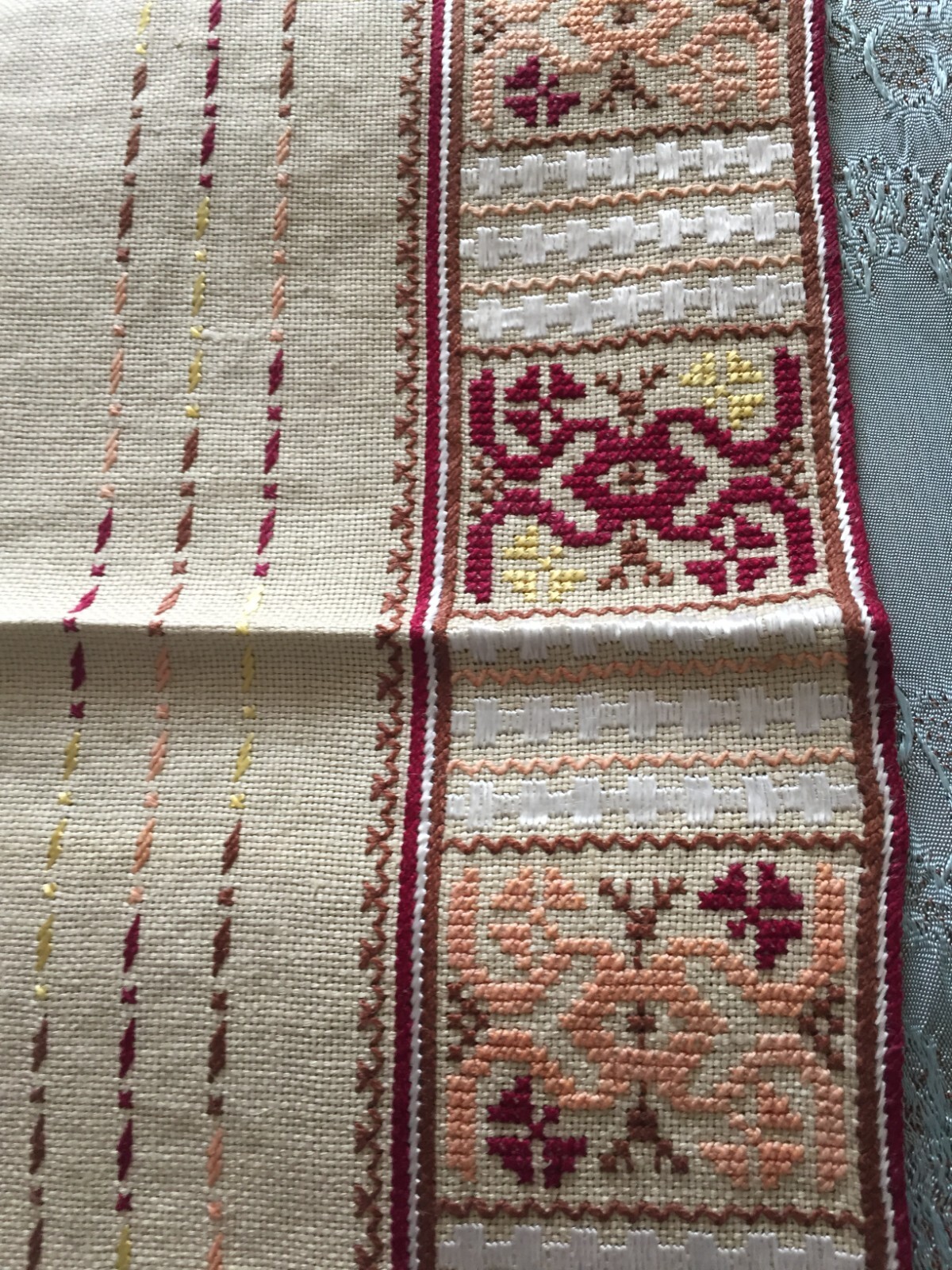 Vintage Hand Embroidered Linen Tablecloth eBay