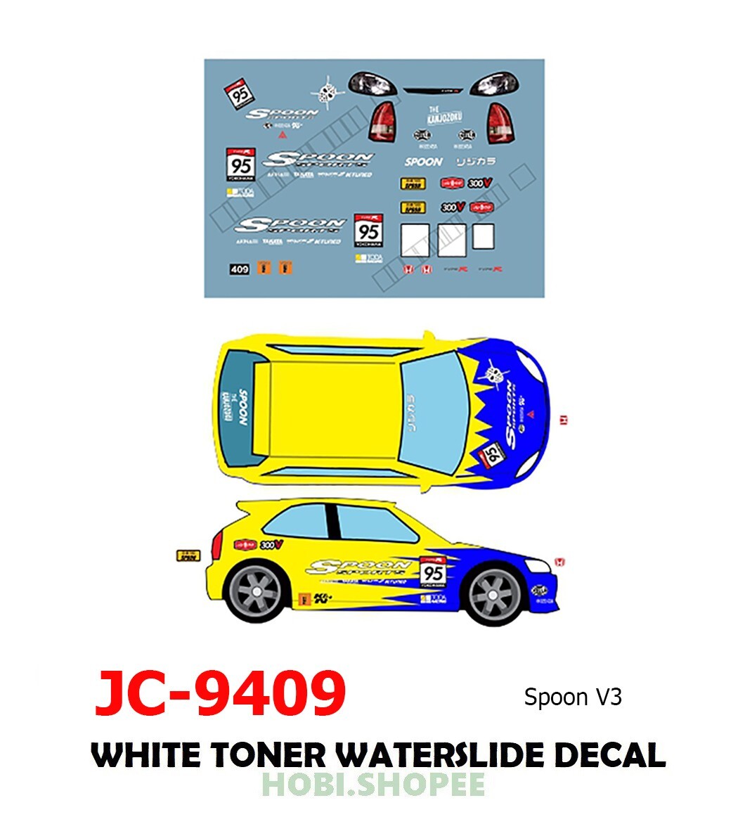 JC-9409 White Toner Waterslide Decals Civic V3 -1:64 Hot Wheels | eBay