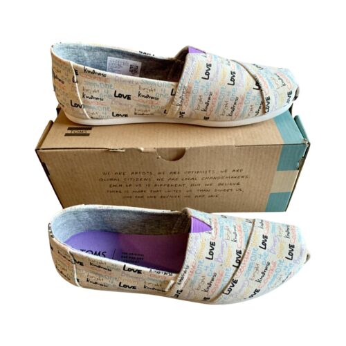 TOMS Venice Collection Multi Girl Power Print Canvas Slip-On Shoe Women’s 6.5 - Picture 1 of 9