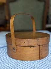 Antique Shaker Pantry Box, Round, with Original Swing Handle