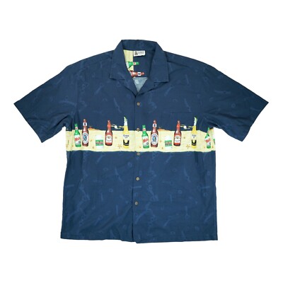 Vintage Aloha Republic Mens Hawaiian Beer Shirt Size 2XL Beers Aloha Print