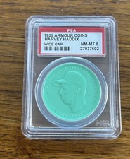 1955 Armour coins Harvey Haddix Wide Gap — PSA 8