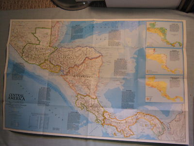 CENTRAL AMERICA PAST & PRESENT MAP National Geographic April 1986 
