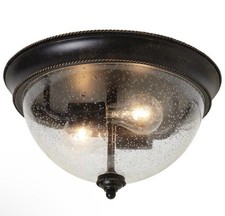 Hampton Bay 2-Light 13 in. Bronze Flush Mount Ceiling Light