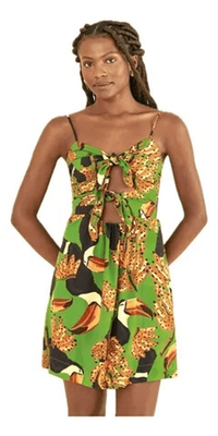 Farm Rio Green Toucan Tie-Front Mini Dress | Size S | NWOT | eBay