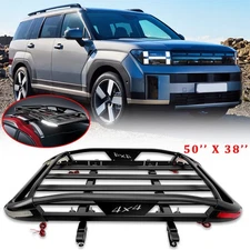 For Hyundai Santa Fe Car Roof Rack Cargo Carrier Basket + Cross Bars w/LED Light