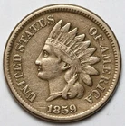 1859 1c Indian Head Cent - RAW - Copper-Nickel - Great Looking First Year Penny