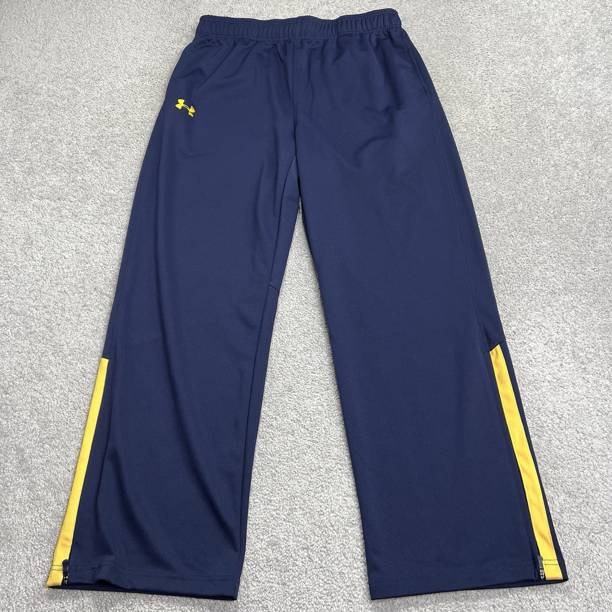 Under Armour Track Pants Mens XL Blue Yellow Warm Up Loose