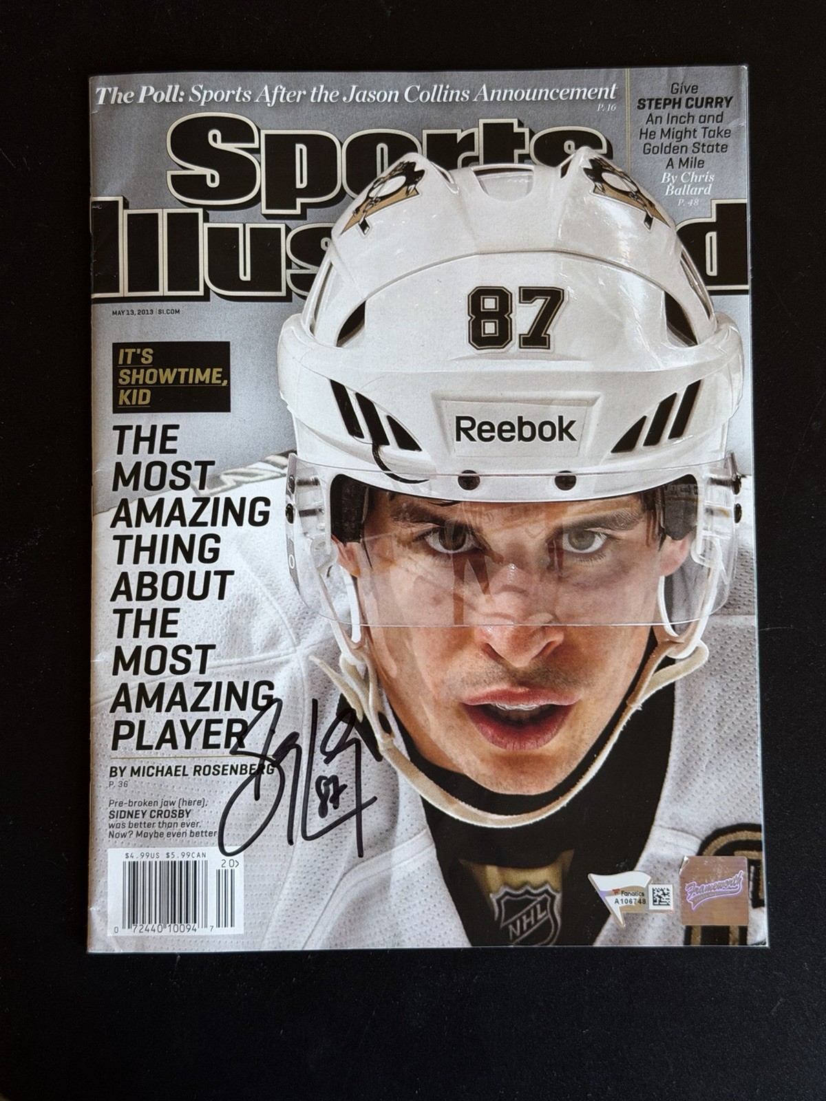 Sidney Crosby RARE Signed Sports Illustrated 5/13/13 Fanatics + Frameworth COA