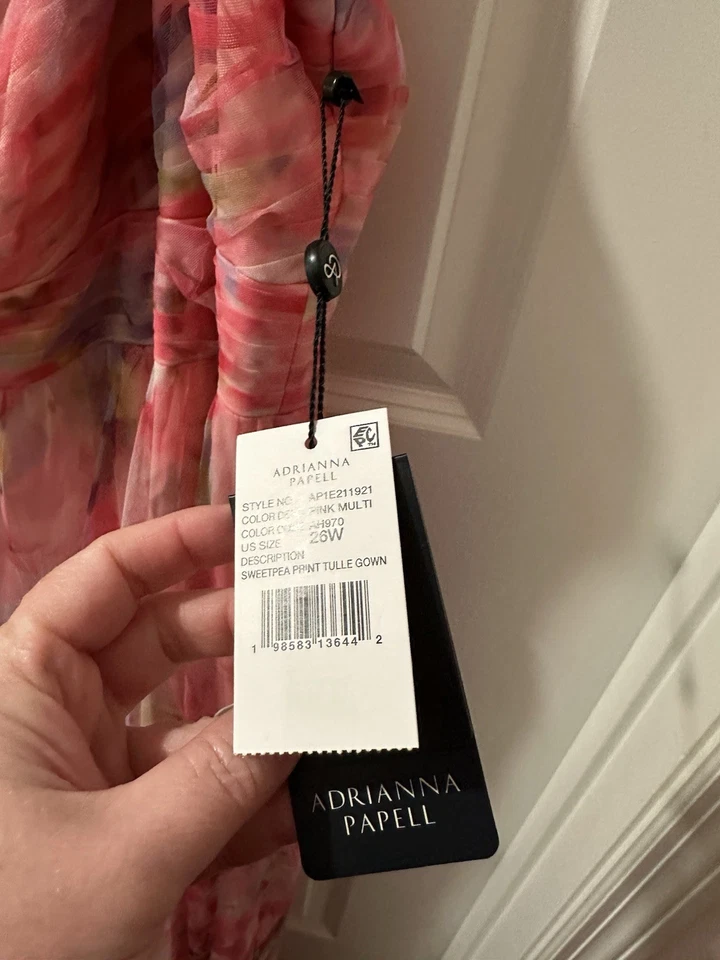 Vestido floral rosa Adrianna Papell – Tamanho 26W (novo com etiquetas) - Imagem 3 de 4