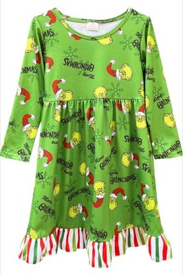 Dr Seuss Grinch Who Stole Christmas Dress Nightgown Girls Small 5/6 Grinchmas