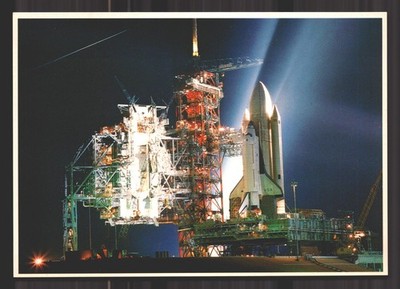 Unposted Space Shuttle Launch Pad Night Fantasy of Light Postcard Vtg