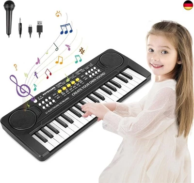 M ZIMOON Keyboard Kinder mit Mikrofon, Tragbare Multifunktions Kinder Keyboard 37 Tasten