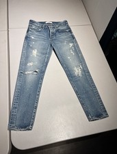 Moussy Vintage Jeans Women  s 24 Howa Slim Distressed Selvage Denim Japan 27x27