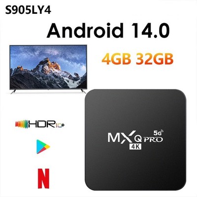 MXQ Pro 4K Android 14 Quad Core Smart TV Box 4GB RAM 32GB Storage Wifi