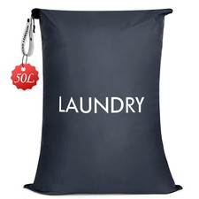 Nylon Dirty Clothes Laundry Bag, Splash-proof, Zip, Travel, Foldable, Wet Dry