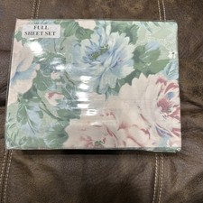 Full Sheet Set Green Blue Pink White Floral Unbranded