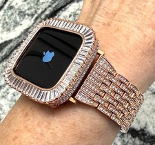 40mm series 4,5,6,SE rose gold Lab Diamond Apple Watch Bezel Apple watch band