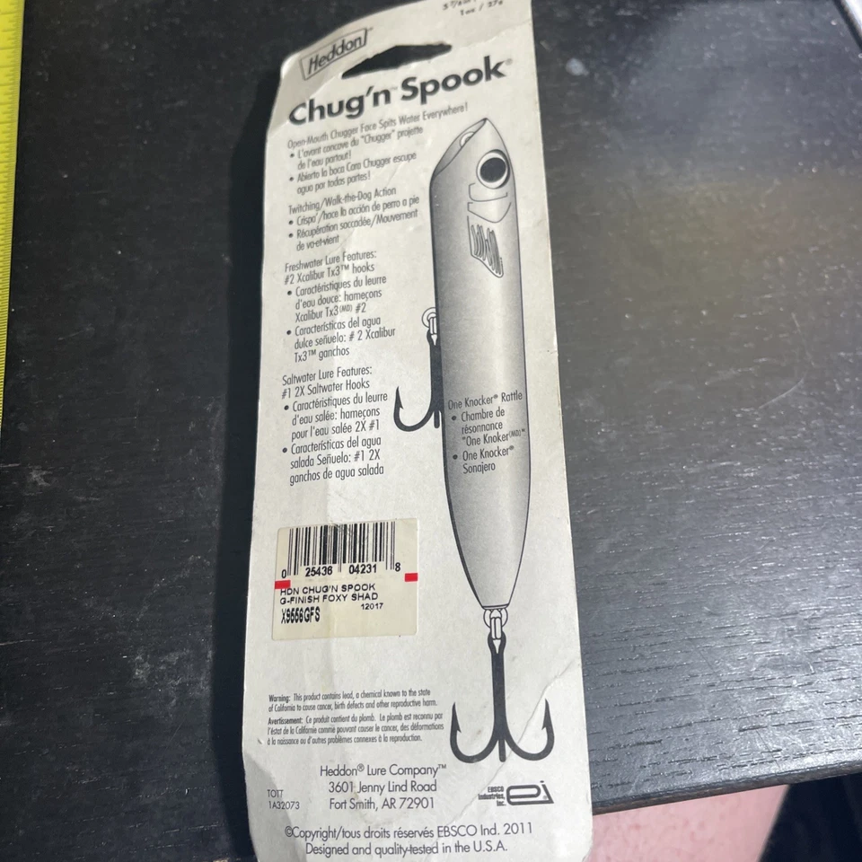 Heddon Chug'N Spook Topwater X9666GFS G-Finish Foxy Shad 5 7/8" 1 Oz Vintage NIB Foto 4 de 4