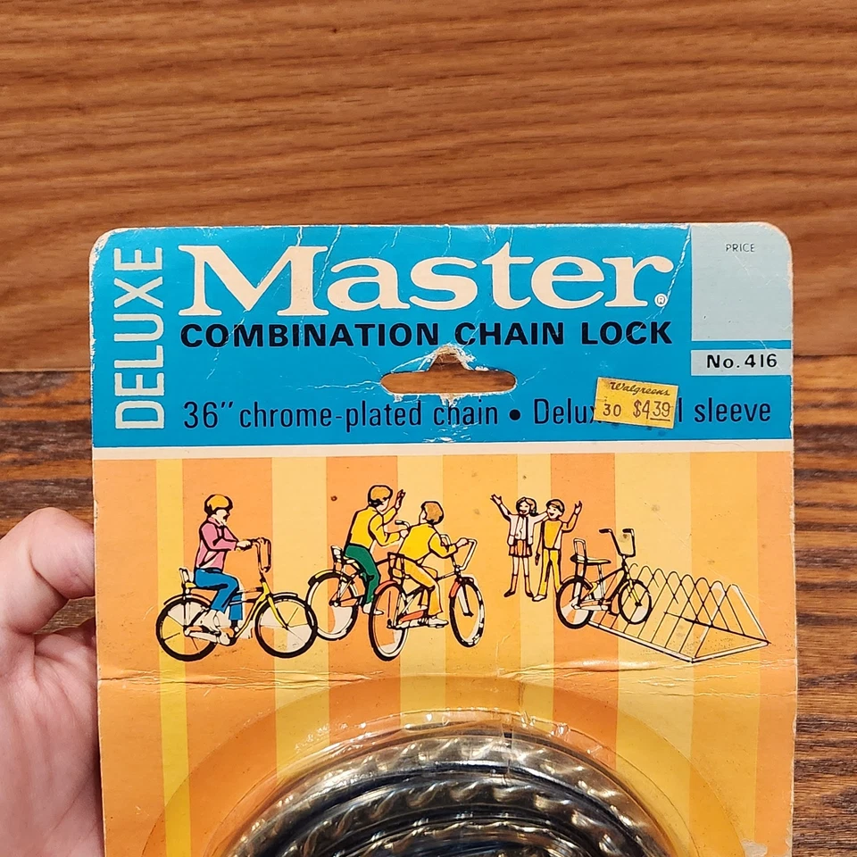 NOS Vintage Deluxe Master Combination Chain Bike Lock 36" Vinyl Coated Chain - Image 3 of 4