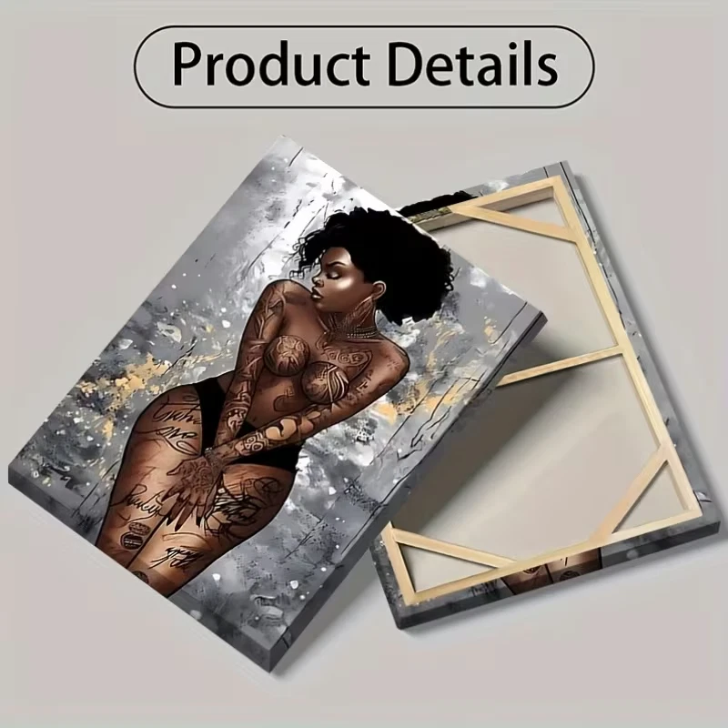 Black Elegant Sexy African Beautiful Woman Canvas Painting Print 24x36 decor - Image 4 of 4