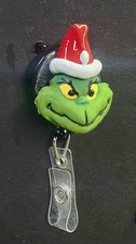 The Grinch - Custom Retractable Badge Reel / Holder - Hand Painted - Christmas