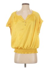 Alfani Women Yellow Short Sleeve Blouse 4