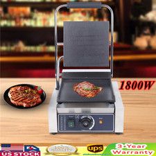 Commercial Electric Panini Press Grill Griddle Plate , Flat Sandwich Steak Maker