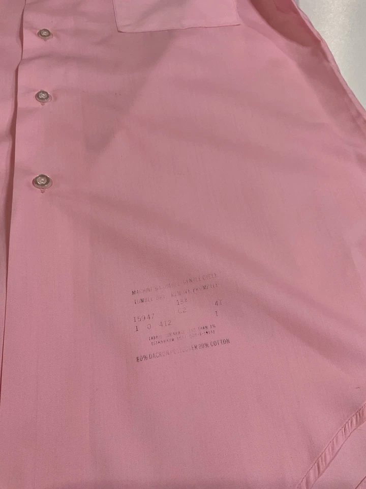 Vintage Van Heusen Hampshire House Pink Button Up Sz L Dagger Collar Mod 60s 70s - Image 2 of 4