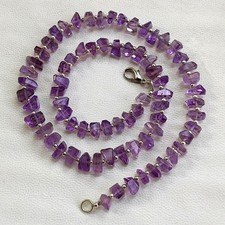 Natural Amethyst Gems 6 to 10 mm Size Faceted Nuggets 17" Necklace