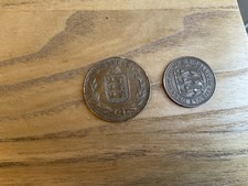 1947-1956GUERNSEY 8 DOUBLES & FOUR DOUBLES COPPER COINS