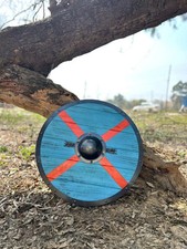 Medieval 24'' Wooden Viking Shield Authentic Battle Warrior Handmade Shield