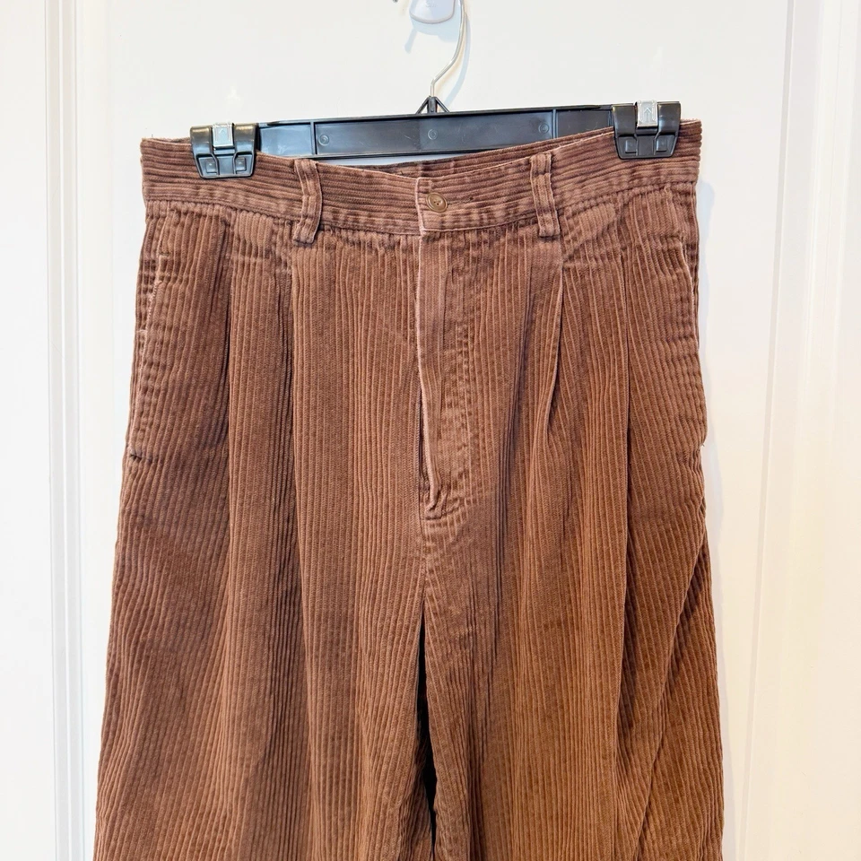Pantalones anchos de pana de ballena vintage Eddie Bauer para mujer talla 12 plisados holgados clásicos años 90 Foto 3 de 4