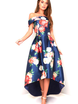 Chi Chi Sz 18 Blue and Pink Dipped Hem Dress Wedding Mother of Bride BNWT