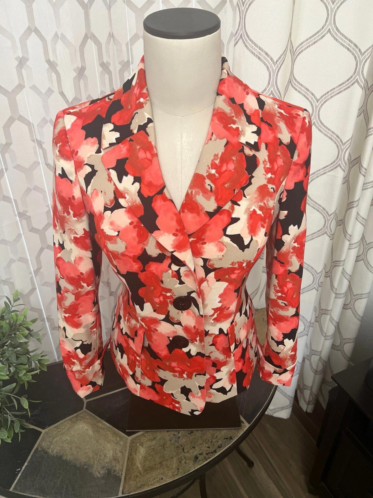 Le Suit Floral Blazer Petite Size 2P