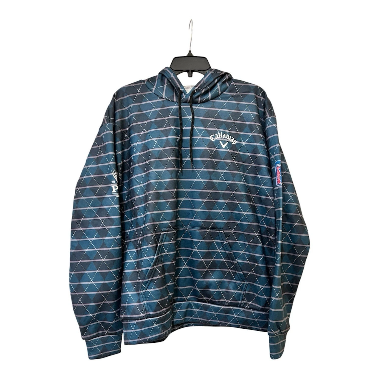 Callaway PGA Tour Valhalla 2024 Blue Geometric Fleece Pullover Hoodie Men’s M