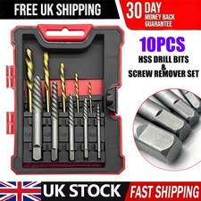 10Peices Screw Extractor Set HSS Drill Bits Remover Damaged Screws Mixer Size