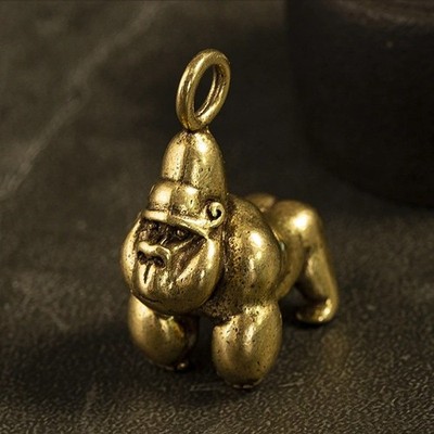 Solid Brass Gorilla Statue King Kong Figurine Chimpanzee Monkey Animal Tea Pet