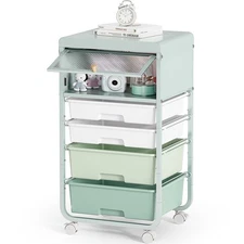Utility-Rolling-Storage-Drawer-Craft-Cart-Organizers with 4 Drawers & Dust-pr...